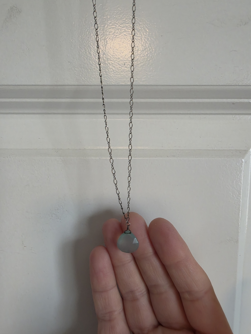 Delicate aquamarine Teardrop Necklaces (2) & Earrings Set sterling silver artisa - Picture 3 of 12